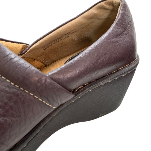 Born Womens Comfort Slip On Clogs Leather Wedge Square Toe Loafers Shoes sz 6 - Picture 8 of 16
